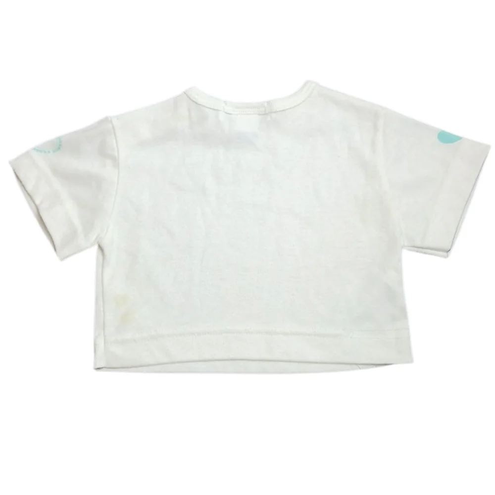 VTG Osh Kosh B'gosh‎ Kids White Shirt with Teal Heart Accents 12 Mos